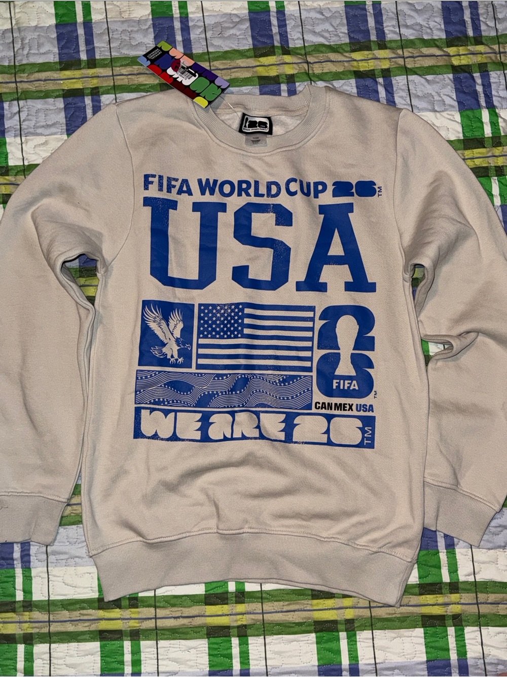 USA FIFA World Cup Crewneck Sweatshirt - Cream with Blue Graphic